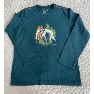 LL Bean Kid's Glow In The Dark Graphic Long Sleeve T-Shirt Polar Bear M 10-12
